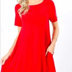 Wonderful Red dress with pockets.